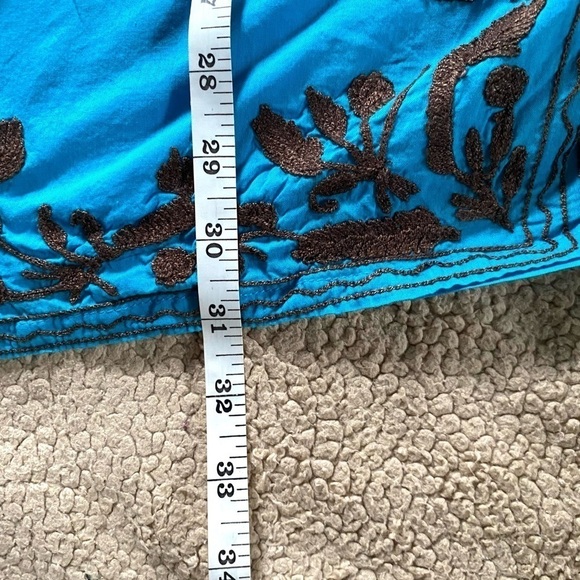 Veranéis Boho Embroidered V-Neck Long Sleeves Turquoise Pullover Tunic Size: 2X - Picture 7 of 10